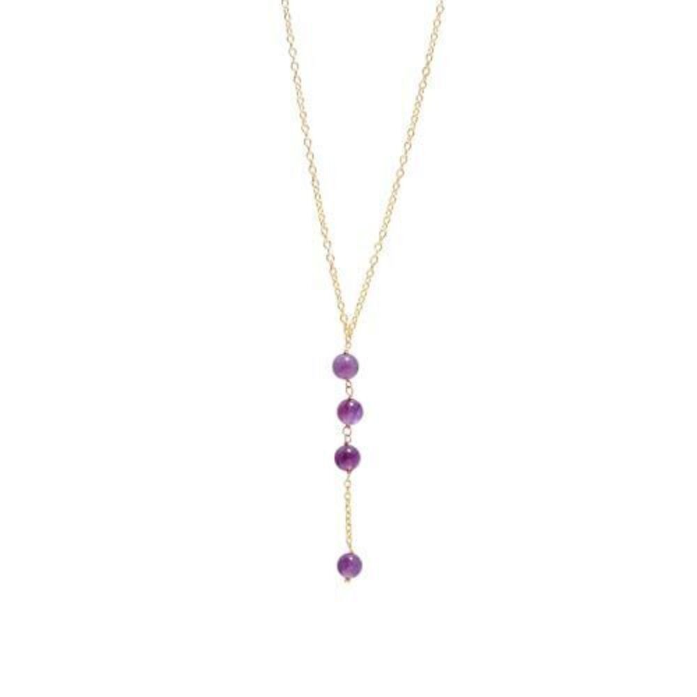 8861 Handmade Amethyst Lariat Necklace – February Birthstone Jewelry – 16+2